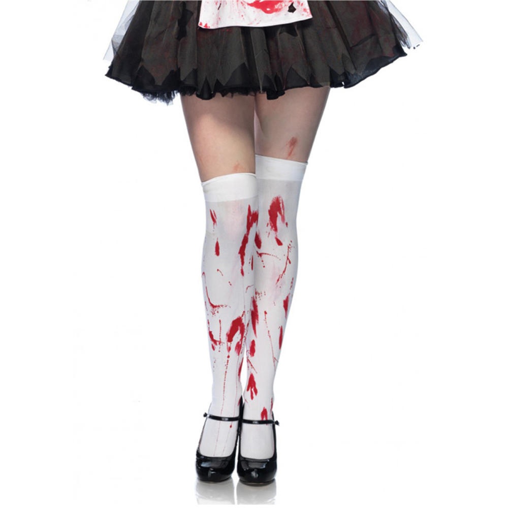 Leg Avenue - Bloody Zombie Kostuum Kousen - Wit/Rood
